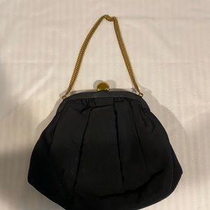 Vintage silk faille mini bag with gold chain